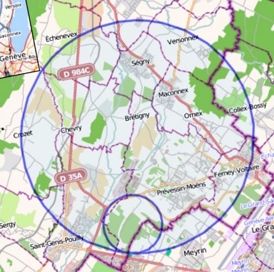 Harta cu locația LHC tipărită pe ea