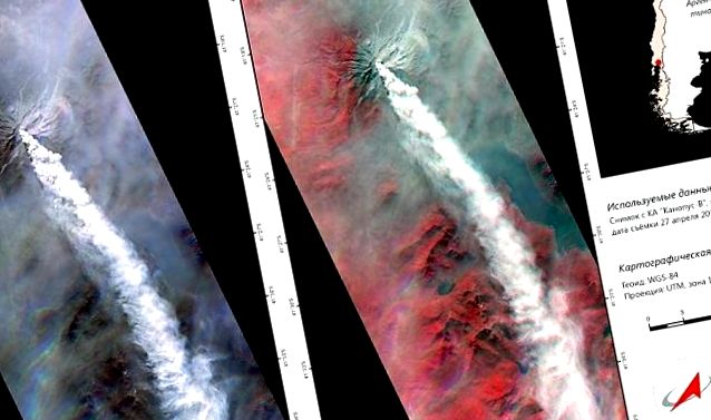 Imagini spațiale ale erupției vulcanului Calbuco din Chile