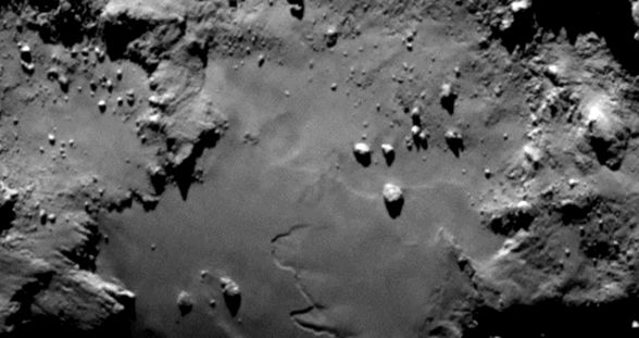 Fotografie a suprafeței cometei 67P / Churyumov - Gerasimenko preluată din modulul Phil